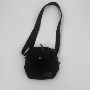 MAZE Exclusive Black Canvas Crossbody Bag Multi Pocket Utility Purse
